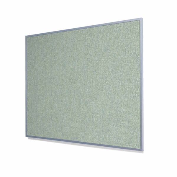 Type II Woven Vinyl Koroseal Linden II Mint Cork Board with Narrow Light Aluminum Frame